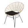 CAMILLE - MANHATTAN Natural Rattan Armchair with Black Cushion and Metal Legs