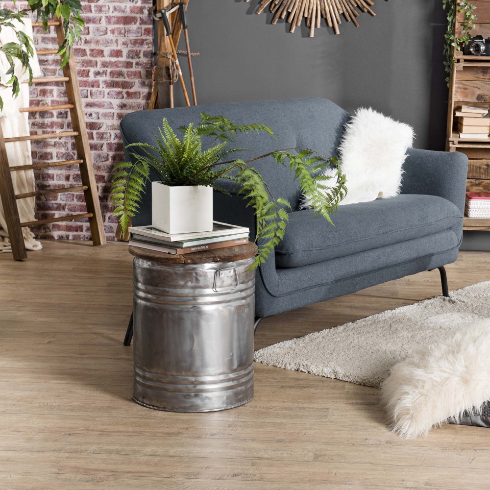 NORA Round Side Table 40x40cm - Vintage Steel and Recycled Wood