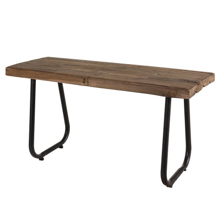 NORA - Brown Bench 90x34cm 1 Seat Teak and Metal Legs - Vintage Spirit