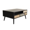 LEON - Black Coffee Table with 8 Brown Drawers