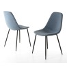 Lot de 2 chaises TOM - Tissu bleu - Pieds métal noirs