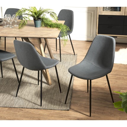 TOM - Set of 2 Anthracite Fabric Chairs