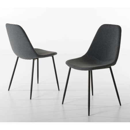 TOM - Set of 2 Anthracite Fabric Chairs