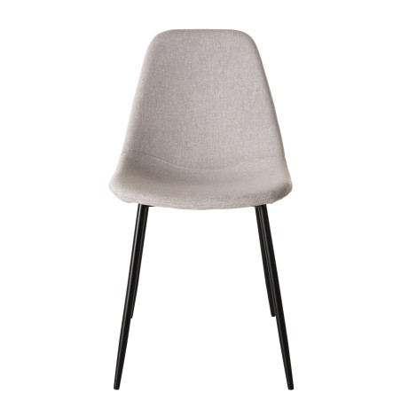 Lot de 2 chaises TOM - Tissu blanc écru - Pieds métal noir