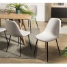Lot de 2 chaises TOM - Tissu blanc écru - Pieds métal noir