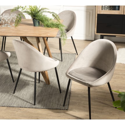 Lot 2 chaises velours chamois beige TOM