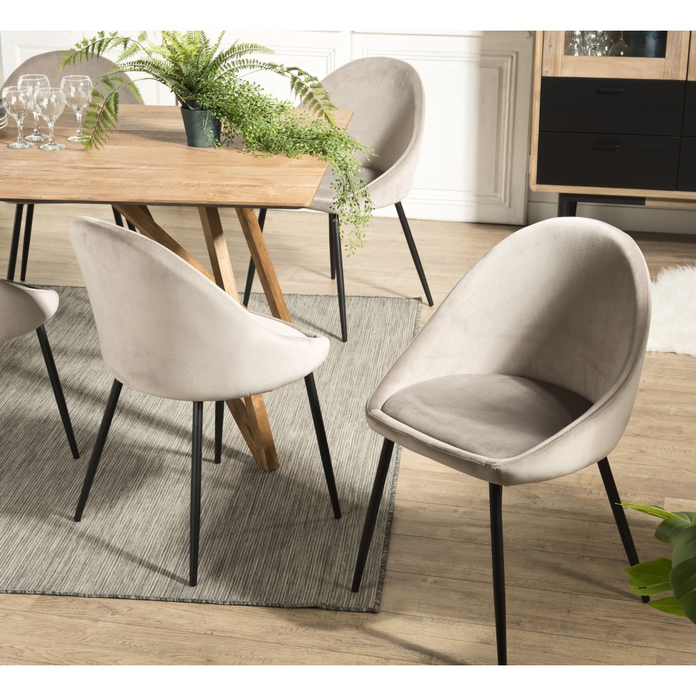 Lot 2 chaises velours chamois beige TOM Lot 2 chaises velours chamois beige TOM