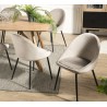TOM - Set of 2 Beige Suede Chairs with Black Metal Legs