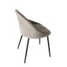 TOM - Set of 2 Beige Suede Chairs with Black Metal Legs