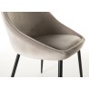 TOM - Set of 2 Beige Suede Chairs with Black Metal Legs