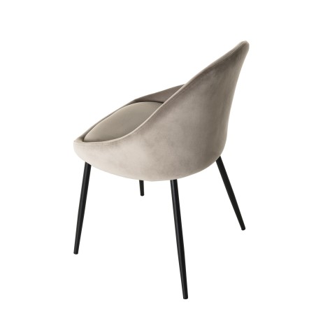 TOM - Set of 2 Beige Suede Chairs with Black Metal Legs