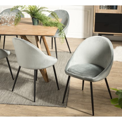 Lot 2 chaises velours vert jade
