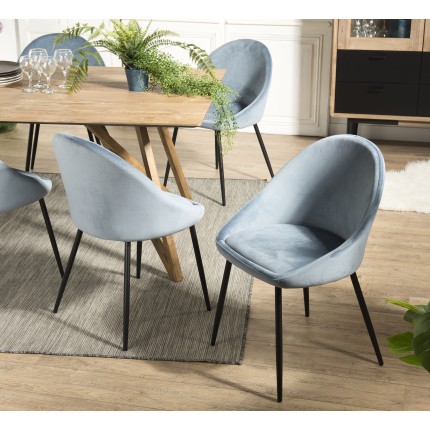 Lot 2 chaises velours bleu TOM métal noir