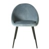 TOM - Set of 2 Blue Velvet Chairs with Black Metal Legs