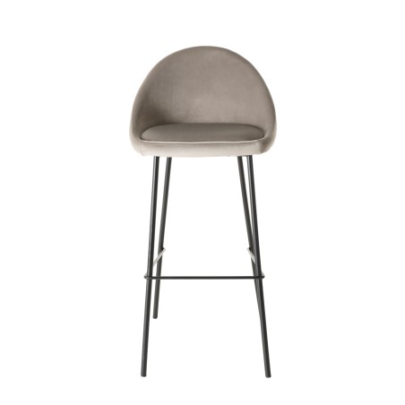 TOM - Set of 2 Beige Suede Bar Stools | 80 cm Seat Height