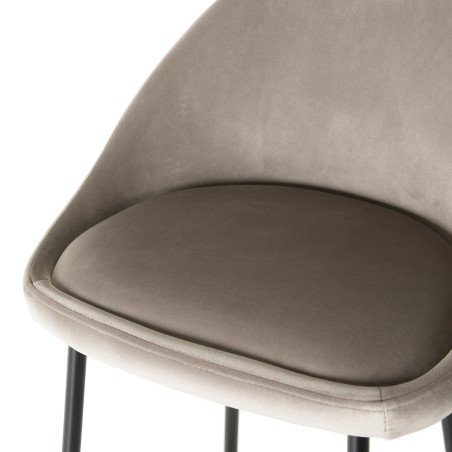 Lot 2 tabourets bar velours chamois beige