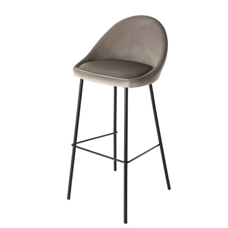 Lot 2 tabourets bar velours chamois beige