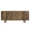 INDRA Mango Wood Sideboard 177x45cm - Black Goa Motifs