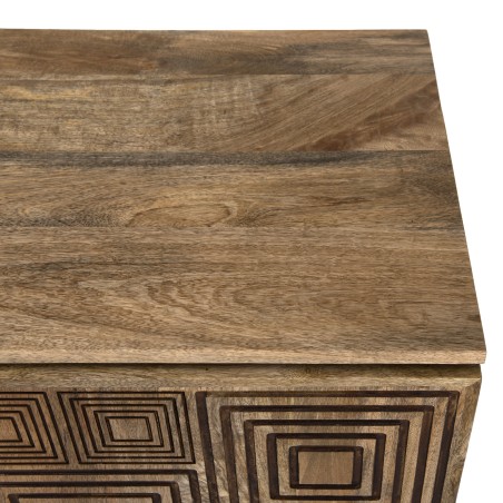 INDRA Mango Wood Sideboard 177x45cm - Black Goa Motifs