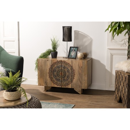 INDRA Mango Wood Sideboard 83x45cm 2 Doors 2 Shelves - Colombo
