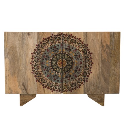 Buffet bois Manguier INDRA 83x45cm 2 portes 2 étagères