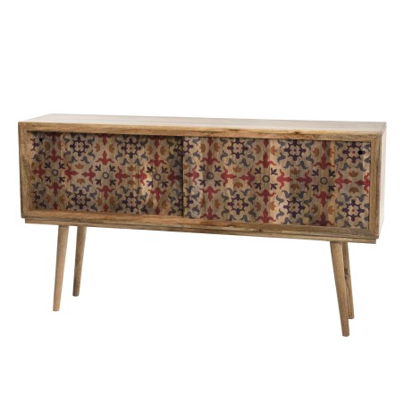 INDRA Mango Wood Console Table 160x35cm - 2 Sliding Doors 1 Shelf
