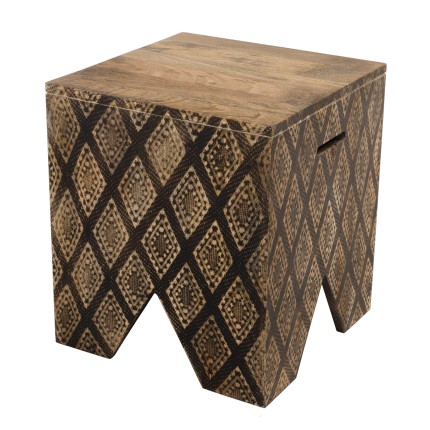 INDRA Square Mango Wood Stool 40x40cm Ko-Mak