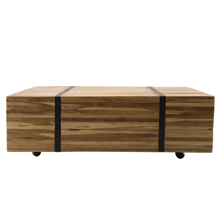 SAM Rectangular Coffee Table 110x70cm - Teak Wood with Black Metal