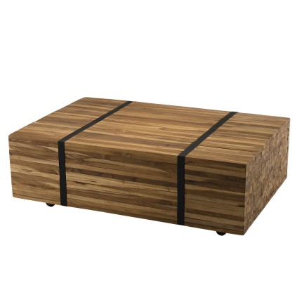 SAM Rectangular Coffee Table 110x70cm - Teak Wood with Black Metal