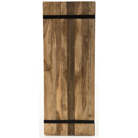 SAM - Table d'appoint carrée "L" 34x34cm bois Teck recyclé cerclée métal noir