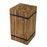 SAM - Table d'appoint carrée "M" 34x34cm bois Teck recyclé cerclée métal noir