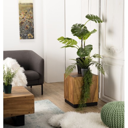 SAM Square Side Table 38x38cm Suar Wood with Black Base