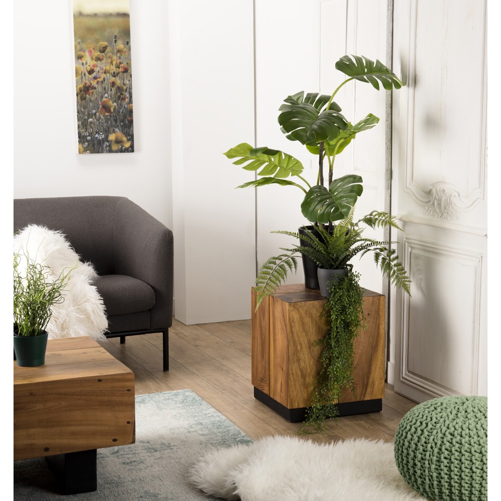 SAM Square Side Table 38x38cm Suar Wood with Black Base SAM Square Side Table 38x38cm Suar Wood with Black Base
