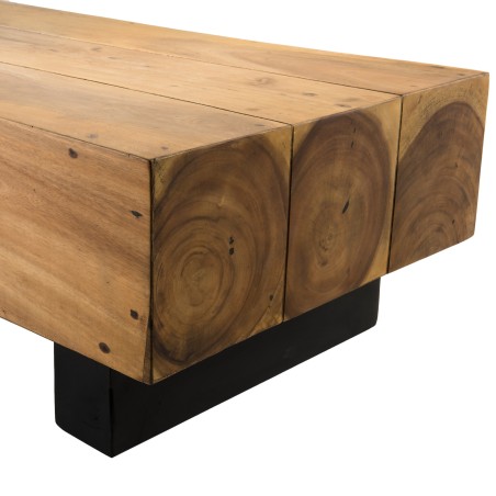 Table basse poutres SAM 120x60cm bois Suar pieds noirs