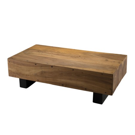 Table basse poutres SAM 120x60cm bois Suar pieds noirs