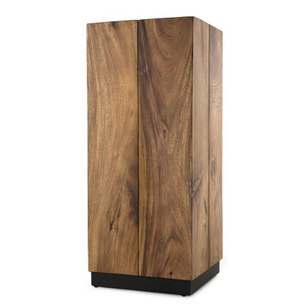 SAM - Tall Square Side Table 38x38cm Suar Wood with Black Base