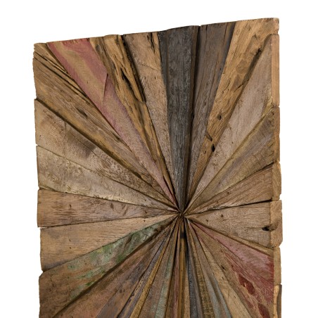 SAM - Rectangular Wall Decoration 100x40cm Multicoloured Recycled Teak Wood