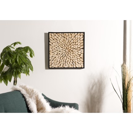 Décoration murale carrée SAM branches bois Teck 60x60cm