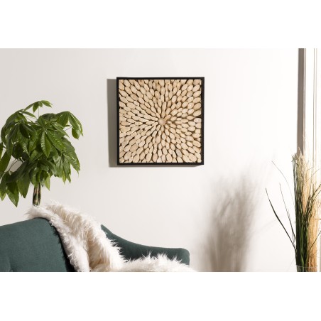 Décoration murale carrée SAM branches bois Teck 60x60cm
