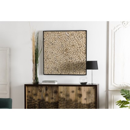 SAM - Décoration murale carrée 100x100cm bois branches Teck nature
