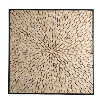 SAM - Square Wall Decoration 100x100cm Natural Teak Wood Branches