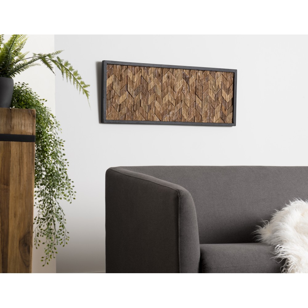 SAM - Rectangular Wooden Wall Decoration - Teak Mosaic Zig-Zag