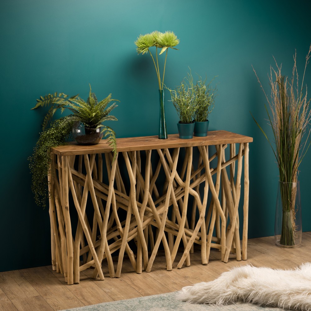 Console SAM bois teck naturel 120x35cm