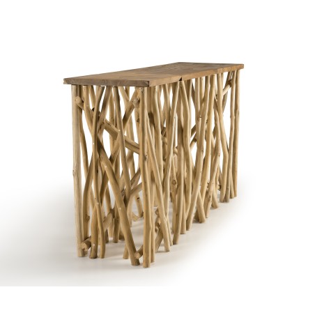 SAM - Wooden Console Table Teak Nature 120x35cm Driftwood Legs