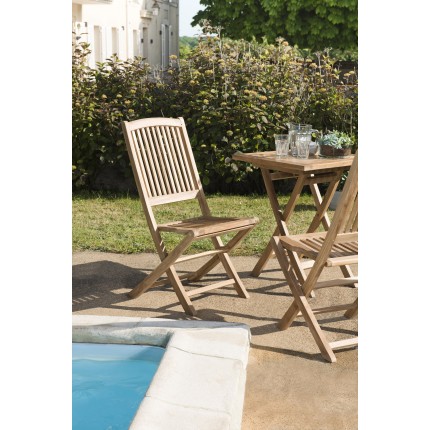 Ensemble 2 chaises de jardin Lombock en teck