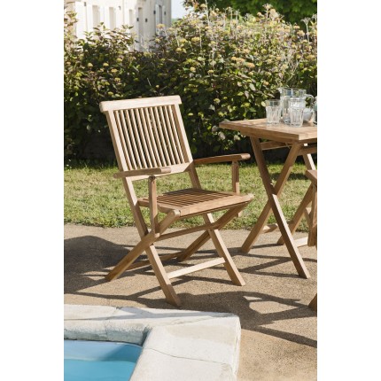 Set of 2 Java Teak Garden Armchairs - Premium Solid Teak Furniture