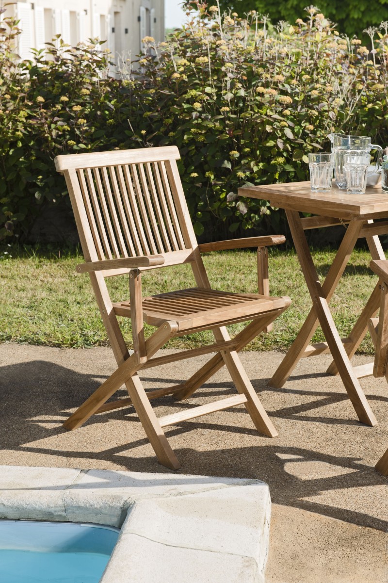 Set of 2 Java Teak Garden Armchairs - Premium Solid Teak Furniture