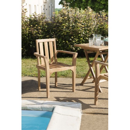 Ensemble 2 fauteuils jardin bois teck