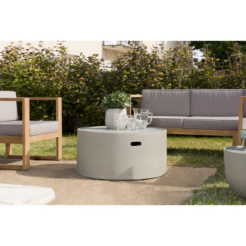 HECTOR Round Garden Coffee Table 80x80 cm Concrete - Buy Now