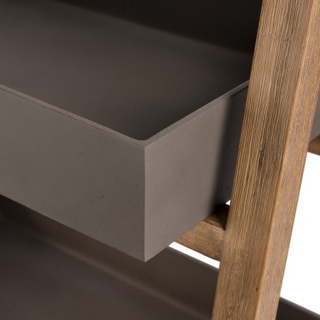 HECTOR Plant Stand and Resin Shelf - Concrete and Acacia - Small Size